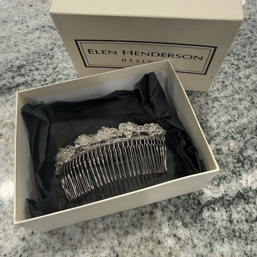 Elen Henderson Silver Crystal Floral Hair Comb